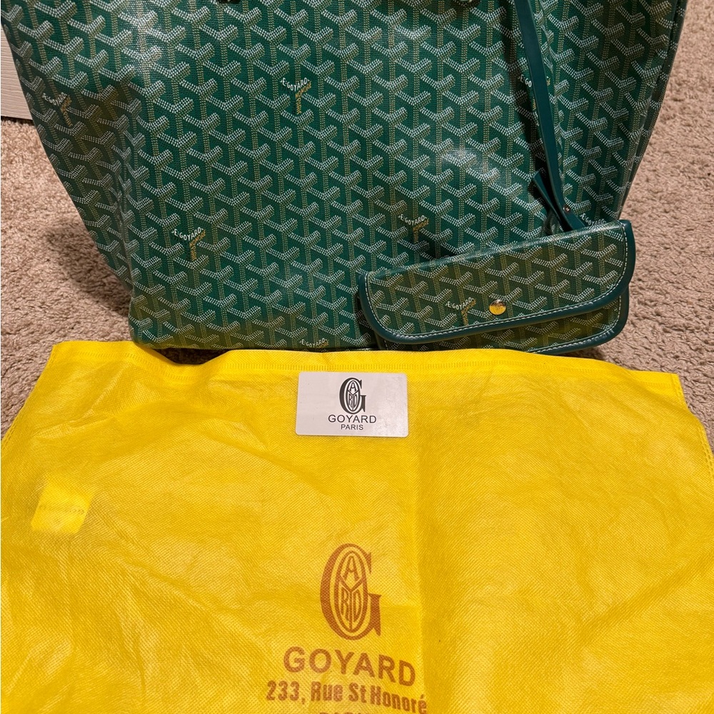 Goyard Emerald Tote with Pouch and Yellow Dust Bag
